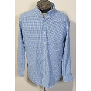 Lauren Ralph Lauren Shirt Mens 17.5 Blue Check Slim Fit‎ Stretch Non Iron
